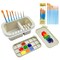 Paint Brush Cleaner,Paint Brush Basin with 10 PCS Paint Brushes,Paint Brush Holder and Organizers with Palette for Acrylic, for Watercolor and Water Based Paints (Gery)